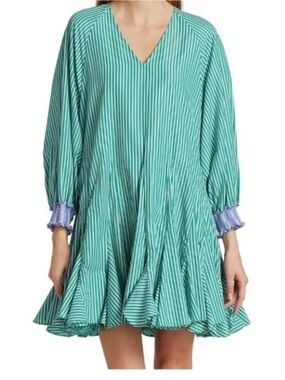 Rhode Olivia striped puff-sleeve linen dress
 Sz medium